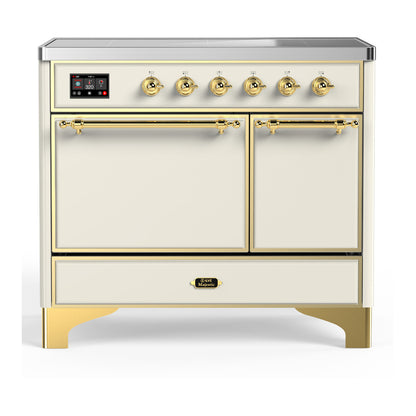 ILVE Majestic III 40" Antique White Induction Range with 6 Elements Solid Door