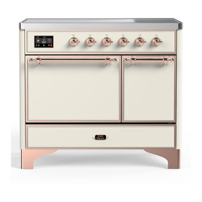 ILVE Majestic III 40" Antique White Induction Range with 6 Elements Solid Door