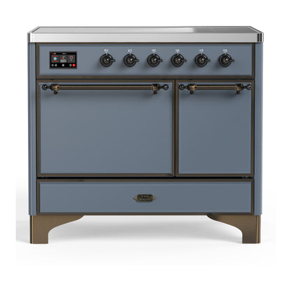 ILVE Majestic III 40" Blue Grey Induction Range with 6 Elements Solid Door