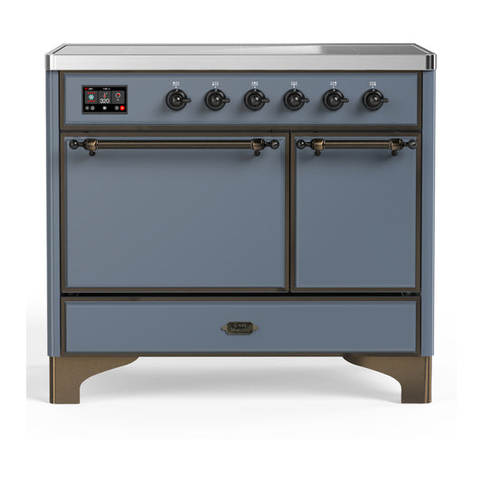 ILVE Majestic III 40" Blue Grey Induction Range with 6 Elements Solid Door