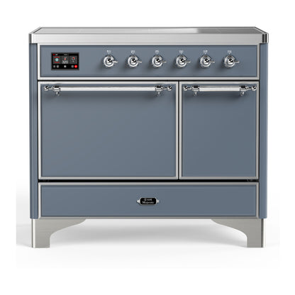 ILVE Majestic III 40" Blue Grey Induction Range with 6 Elements Solid Door