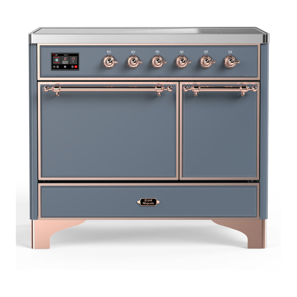 ILVE Majestic III 40" Blue Grey Induction Range with 6 Elements Solid Door