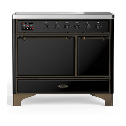 ILVE Majestic III 40" Glossy Black Induction Range with 6 Elements Solid Door