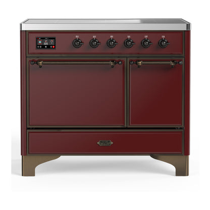 ILVE Majestic III 40" Burgundy Induction Range with 6 Elements Solid Door