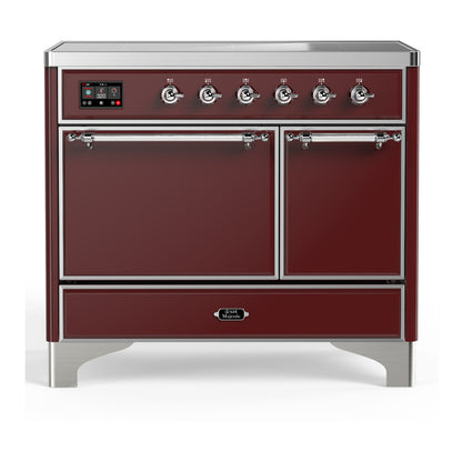 ILVE Majestic III 40" Burgundy Induction Range with 6 Elements Solid Door