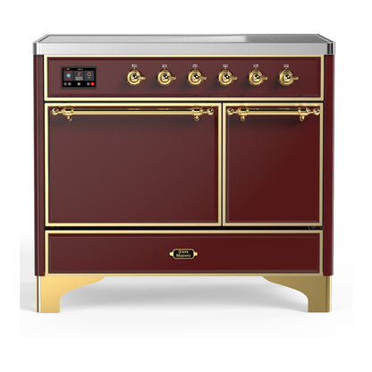 ILVE Majestic III 40" Burgundy Induction Range with 6 Elements Solid Door