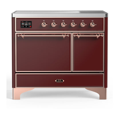 ILVE Majestic III 40" Burgundy Induction Range with 6 Elements Solid Door