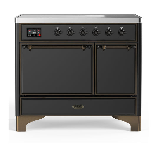 ILVE Majestic III 40" Graphite Matte Induction Range with 6 Elements Solid Door