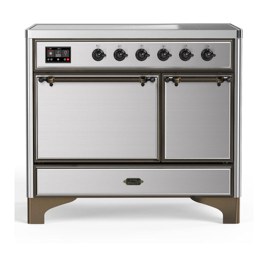 ILVE Majestic III 40" Stainless Steel Induction Range with 6 Elements Solid Door