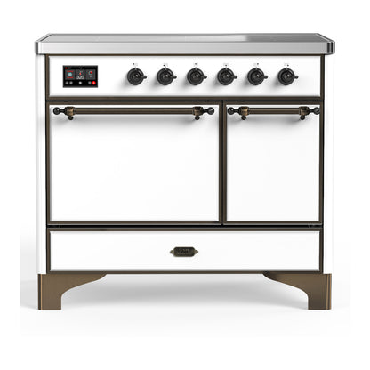 ILVE Majestic III 40" White Induction Range with 6 Elements Solid Door