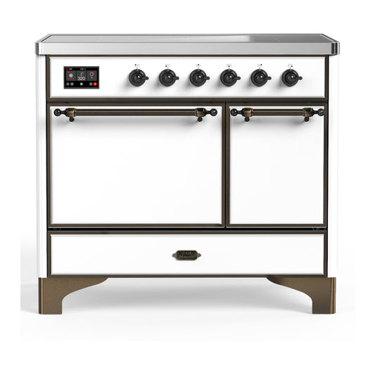 ILVE Majestic III 40" White Induction Range with 6 Elements Solid Door