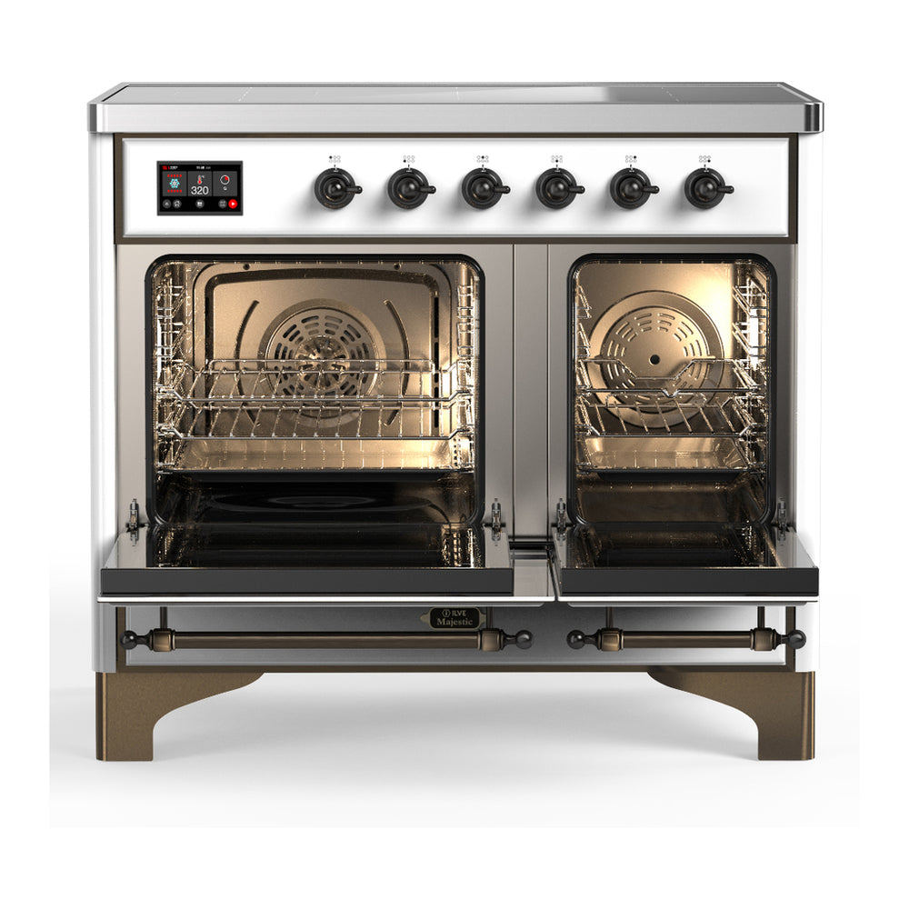 ILVE Majestic III 40" White Induction Range with 6 Elements Solid Door