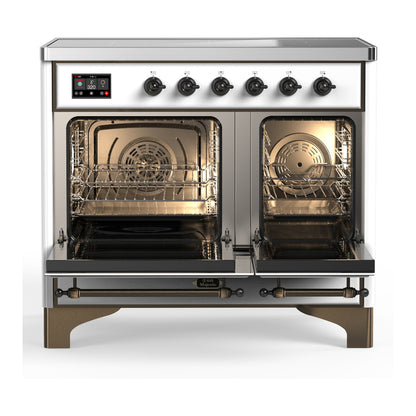 ILVE Majestic III 40" White Induction Range with 6 Elements Solid Door
