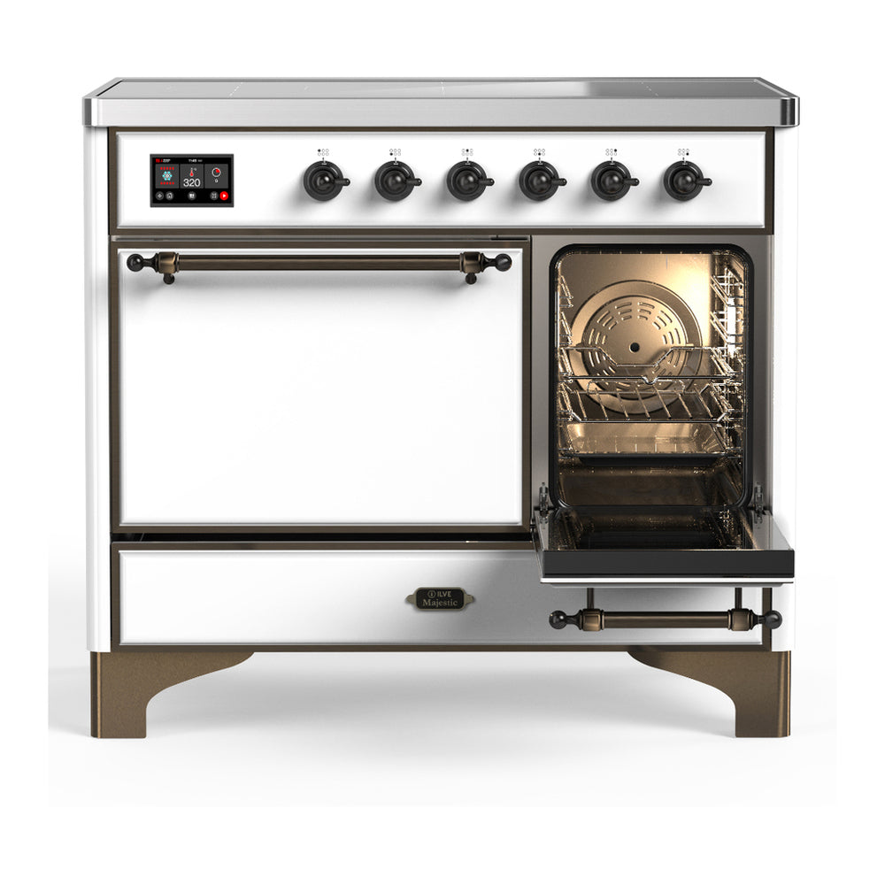 ILVE Majestic III 40" White Induction Range with 6 Elements Solid Door