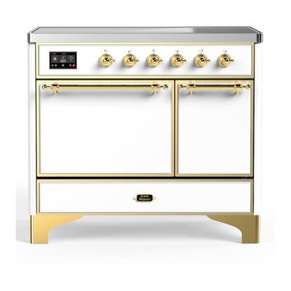 ILVE Majestic III 40" White Induction Range with 6 Elements Solid Door