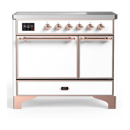 ILVE Majestic III 40" White Induction Range with 6 Elements Solid Door