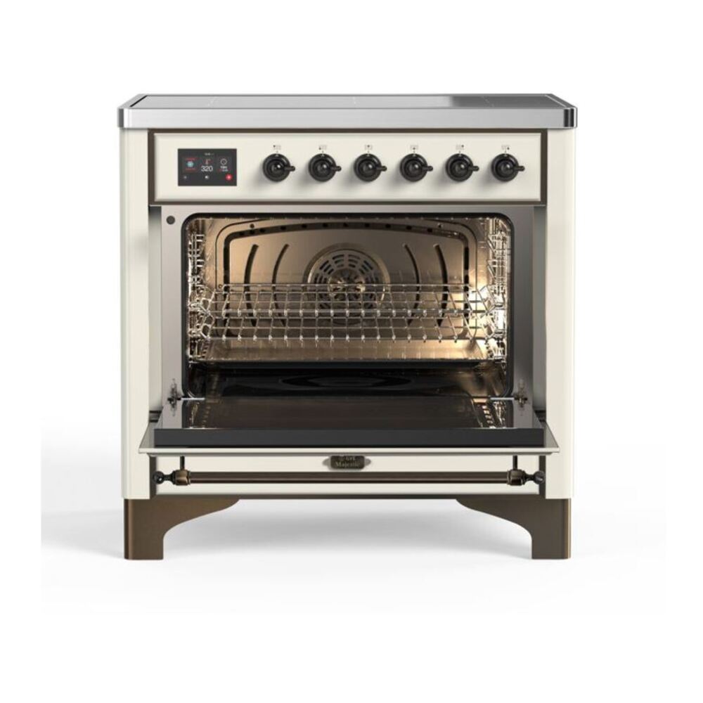 ILVE Majestic II 36 inch Triple Glass Door Induction Range Burnished Antique White