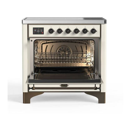 ILVE Majestic II 36 inch Triple Glass Door Induction Range Burnished Antique White