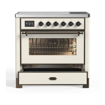 ILVE Majestic II 36 inch Triple Glass Door Induction Range Burnished Antique White