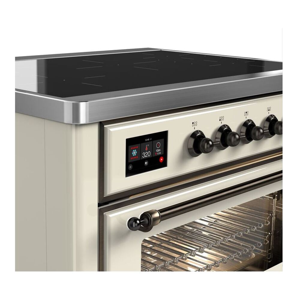 ILVE Majestic II 36 inch Triple Glass Door Induction Range Burnished Antique White