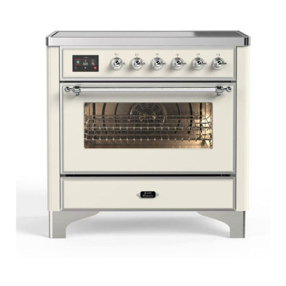 ILVE Majestic II 36 inch Triple Glass Door Induction Range Chrome Antique White