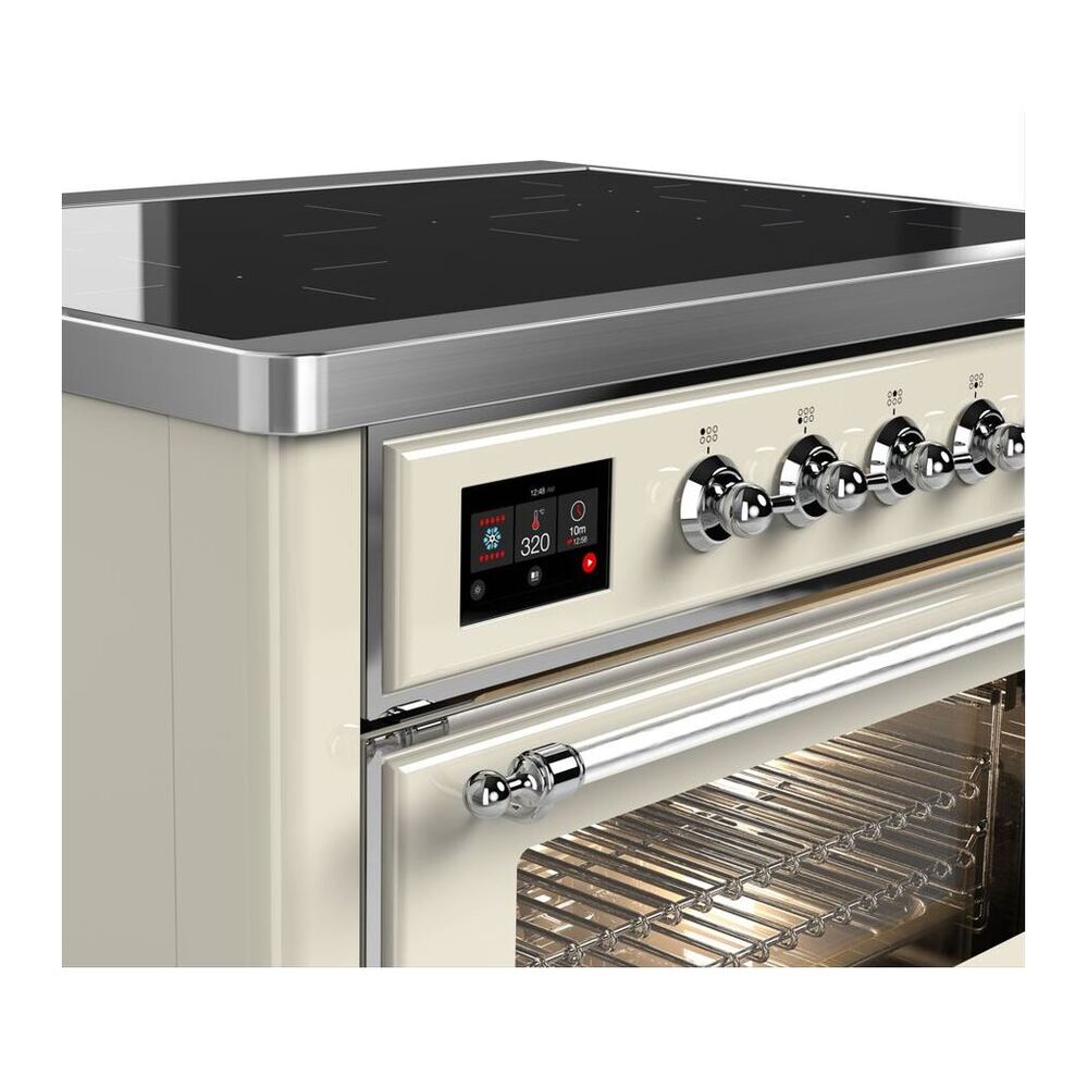 ILVE Majestic II 36 inch Triple Glass Door Induction Range Chrome Antique White
