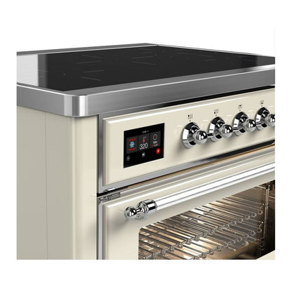 ILVE Majestic II 36 inch Triple Glass Door Induction Range Chrome Antique White