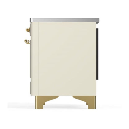 ILVE Majestic II 36 inch Triple Glass Door Induction Range Brass Antique White