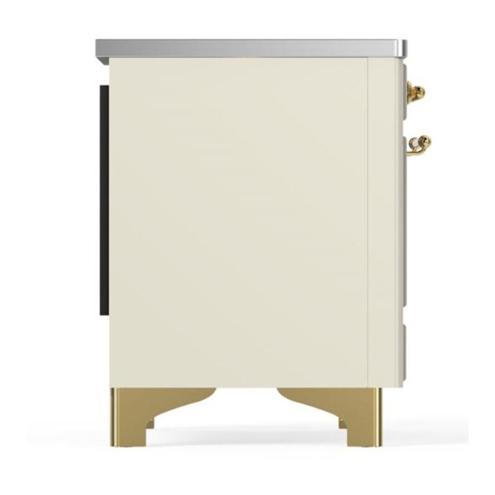 ILVE Majestic II 36 inch Triple Glass Door Induction Range Brass Antique White