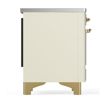 ILVE Majestic II 36 inch Triple Glass Door Induction Range Brass Antique White
