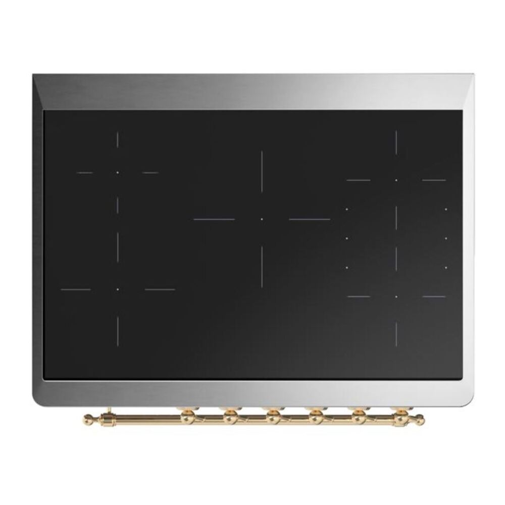 ILVE Majestic II 36 inch Triple Glass Door Induction Range Brass Antique White