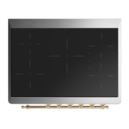 ILVE Majestic II 36 inch Triple Glass Door Induction Range Brass Antique White