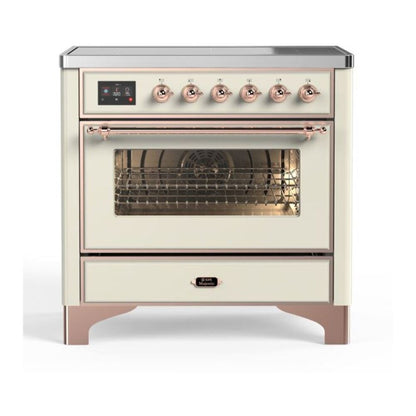 ILVE Majestic II 36 inch Triple Glass Door Induction Range Copper Antique White