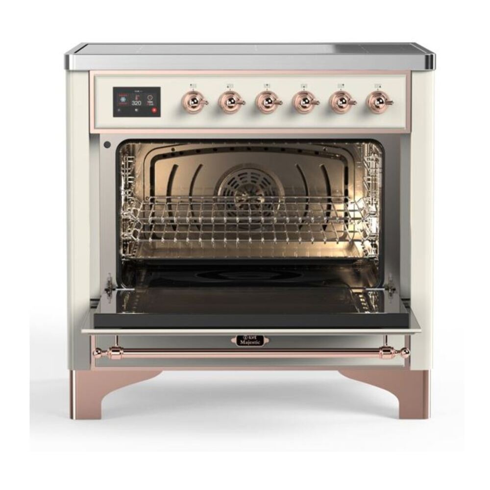ILVE Majestic II 36 inch Triple Glass Door Induction Range Copper Antique White