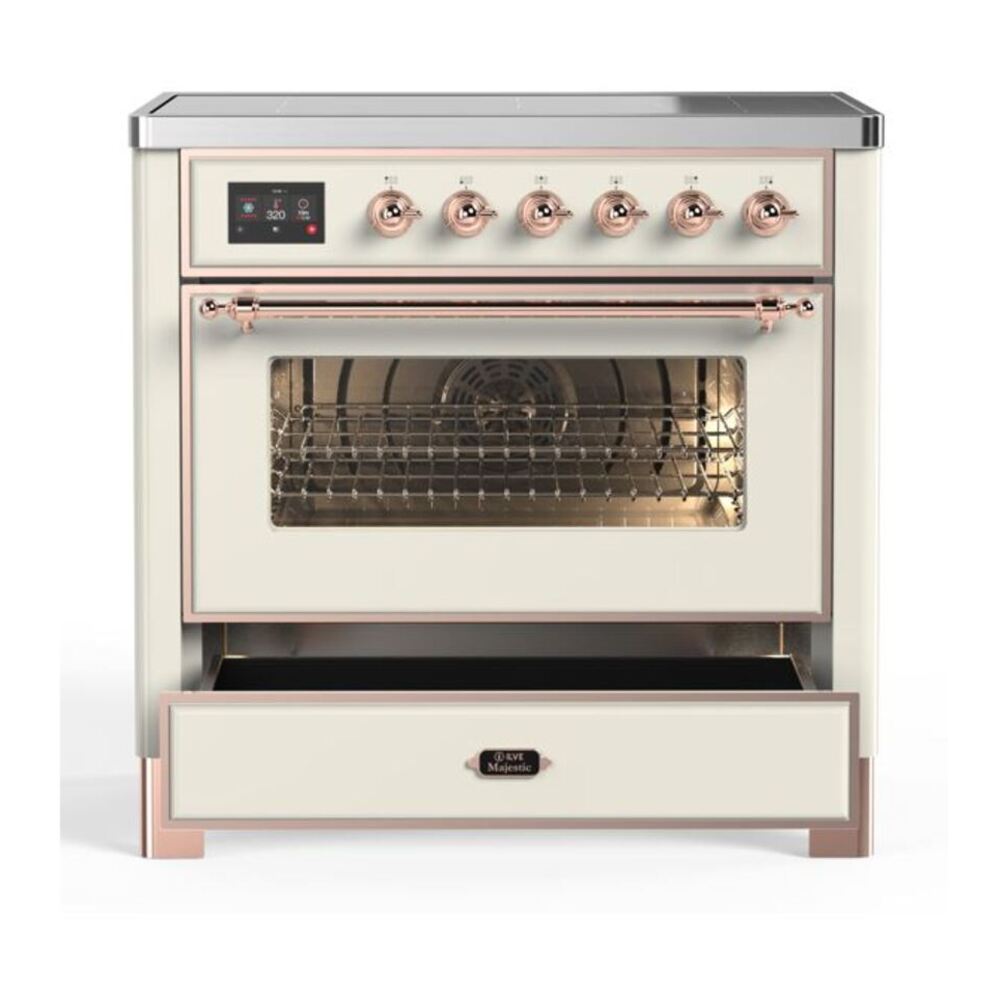 ILVE Majestic II 36 inch Triple Glass Door Induction Range Copper Antique White