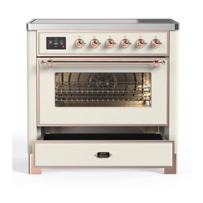 ILVE Majestic II 36 inch Triple Glass Door Induction Range Copper Antique White