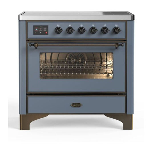 ILVE Majestic II 36" Blue Grey Induction Range with 5 Elements Triple Glass Door