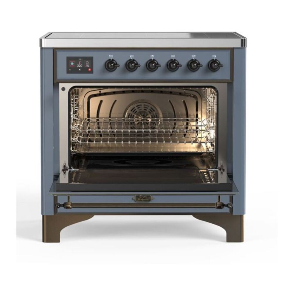 ILVE Majestic II 36 inch Triple Glass Door Induction Range Burnished Blue Grey