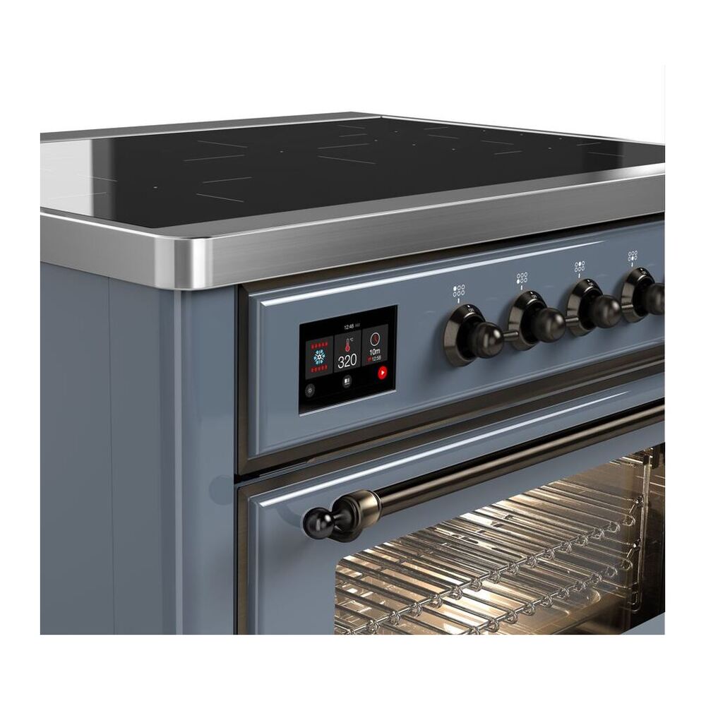 ILVE Majestic II 36 inch Triple Glass Door Induction Range Burnished Blue Grey