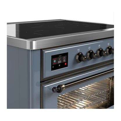 ILVE Majestic II 36 inch Triple Glass Door Induction Range Burnished Blue Grey