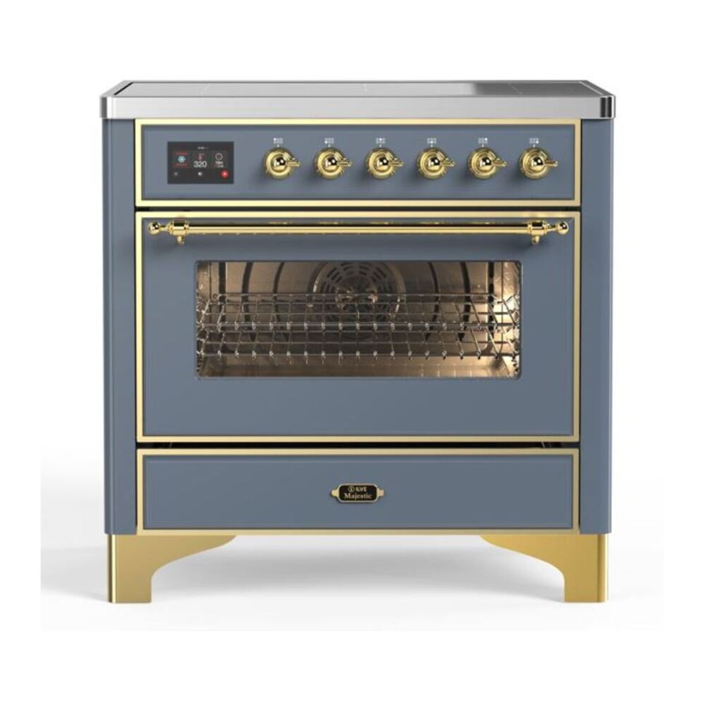 ILVE Majestic II 36" Blue Grey Induction Range with 5 Elements Triple Glass Door