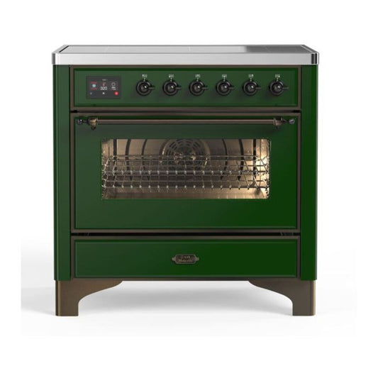 ILVE Majestic II 36" Emerald Green Induction Range with 5 Elements Triple Glass Door