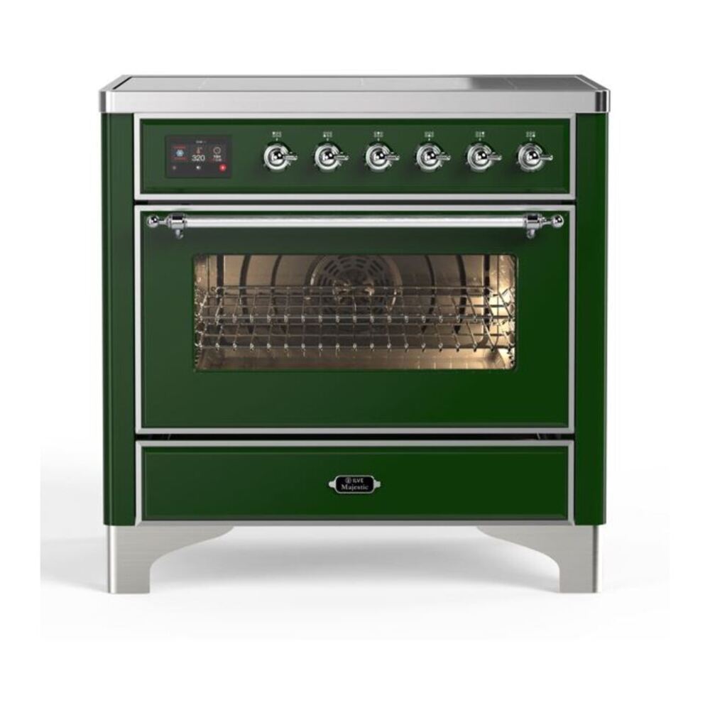 ILVE Majestic II 36" Emerald Green Induction Range with 5 Elements Triple Glass Door