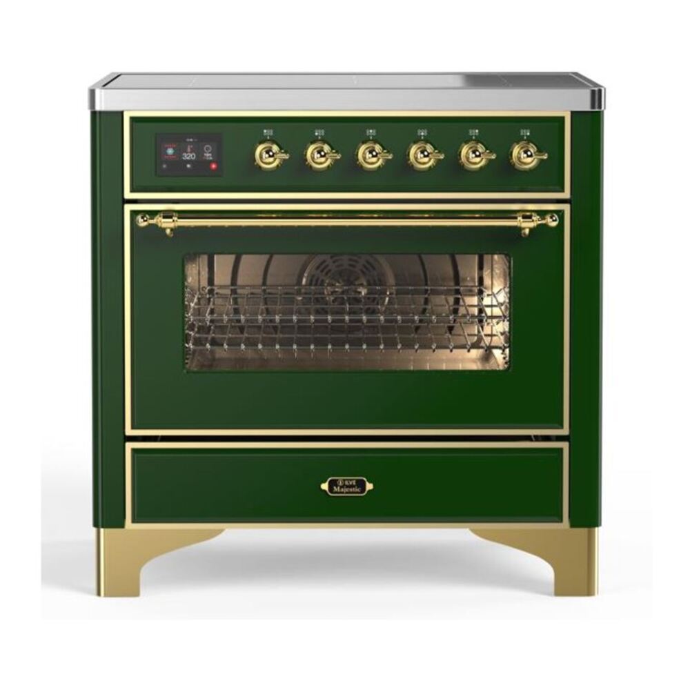 ILVE Majestic II 36" Emerald Green Induction Range with 5 Elements Triple Glass Door