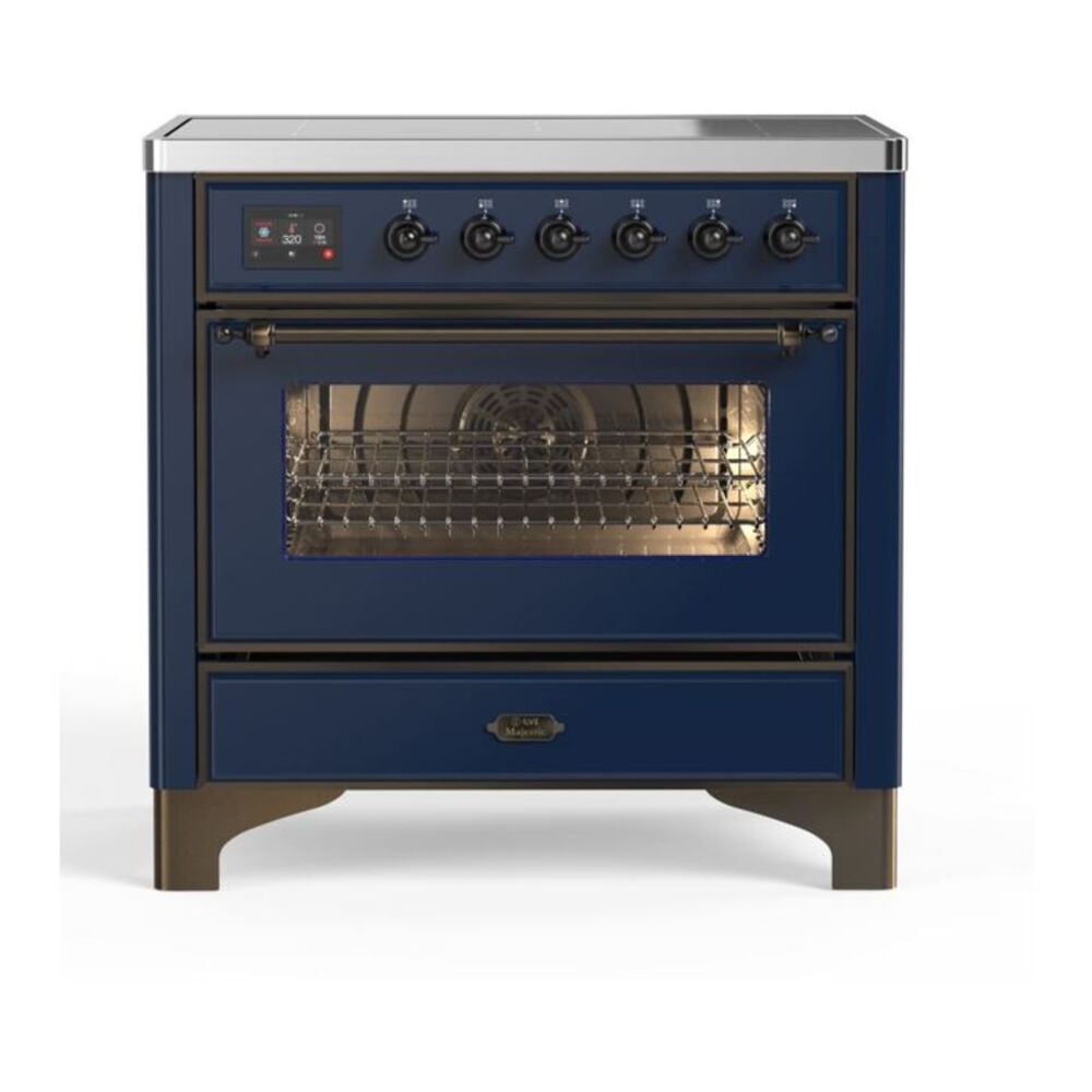 ILVE Majestic II 36" Midnight Blue Induction Range with 5 Elements Triple Glass Door