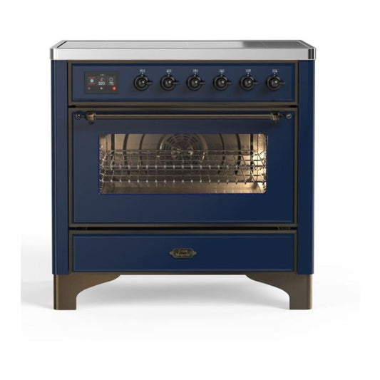 ILVE Majestic II 36" Midnight Blue Induction Range with 5 Elements Triple Glass Door