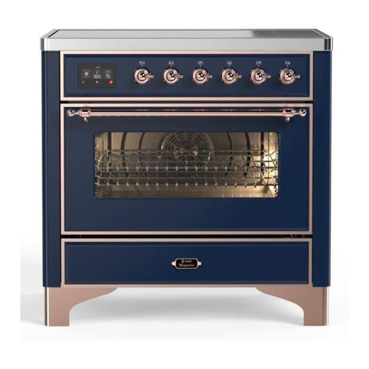 ILVE Majestic II 36" Midnight Blue Induction Range with 5 Elements Triple Glass Door