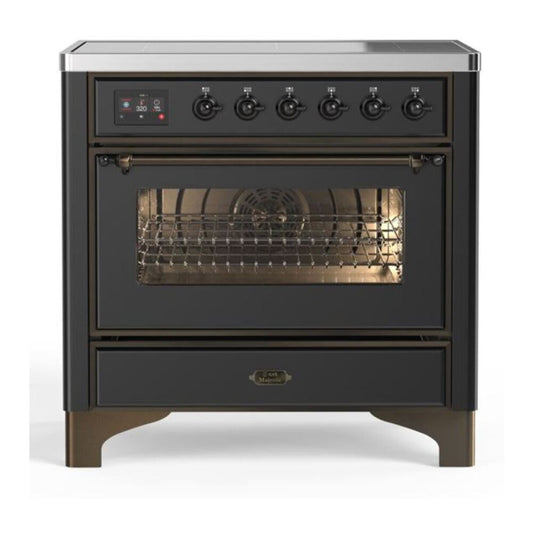 ILVE Majestic II 36" Graphite Matte Induction Range with 5 Elements Triple Glass Door