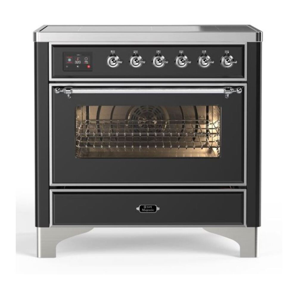 ILVE Majestic II 36" Graphite Matte Induction Range with 5 Elements Triple Glass Door