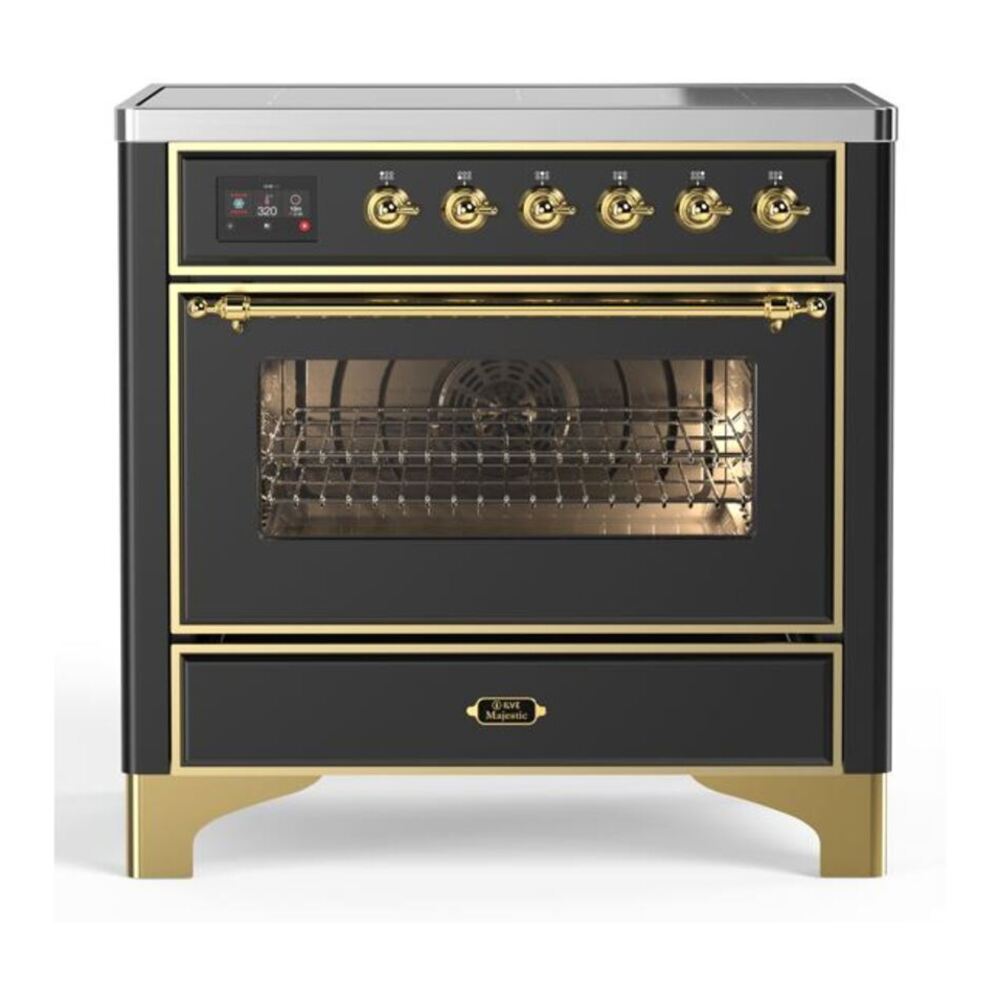 ILVE Majestic II 36" Graphite Matte Induction Range with 5 Elements Triple Glass Door